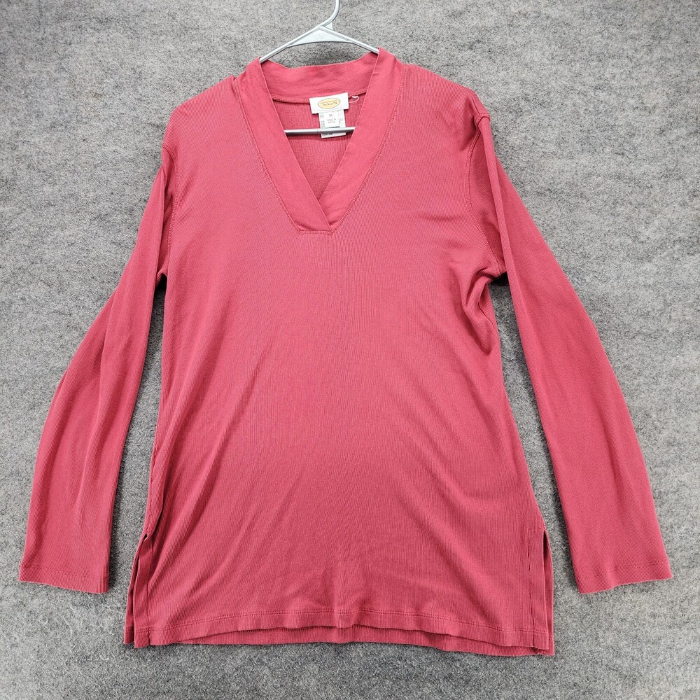 Talbots Shirt Womens XL Long Sleeve Pink V Neck